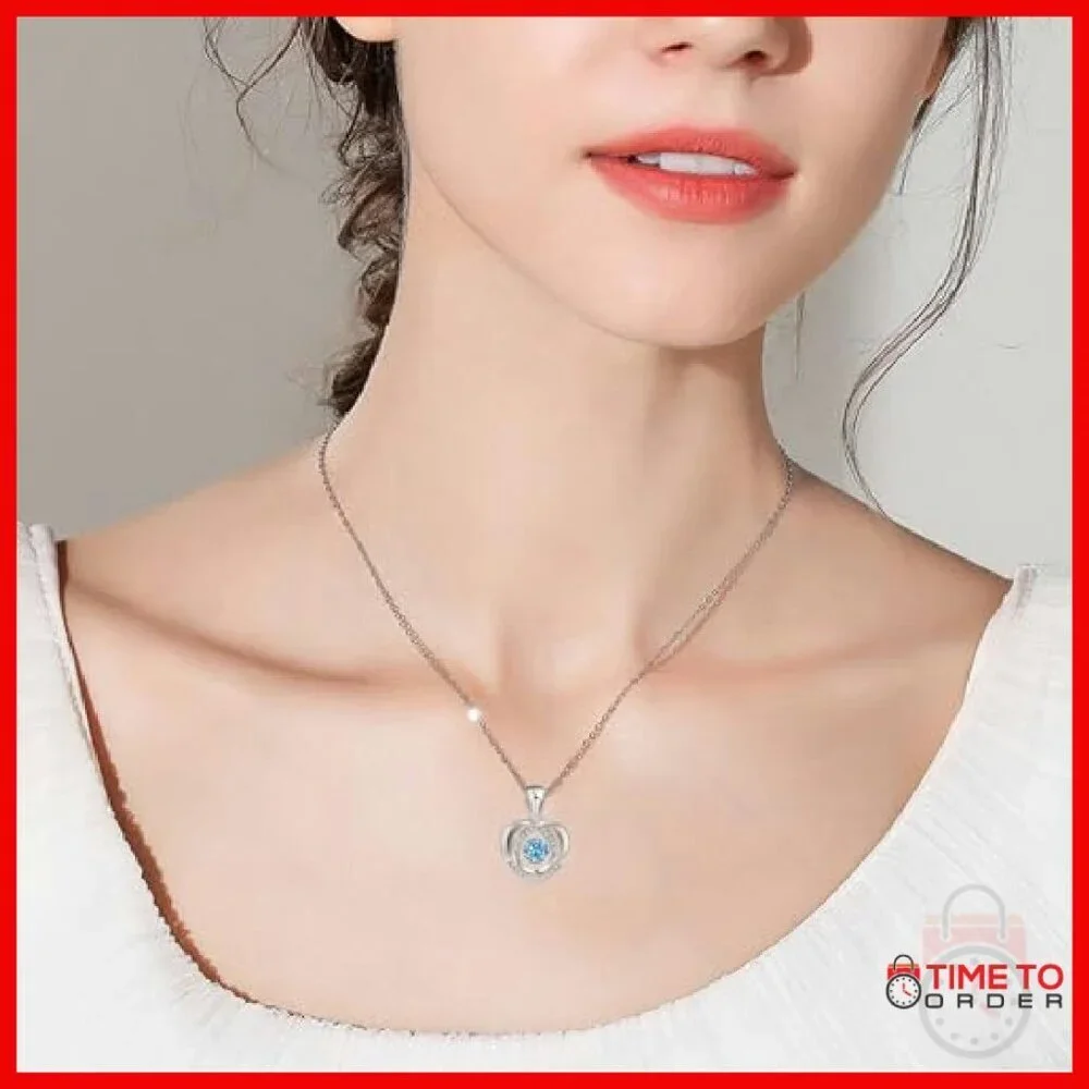 Sterling Silver Love Knot Pendant Necklace with CZ Stone 20